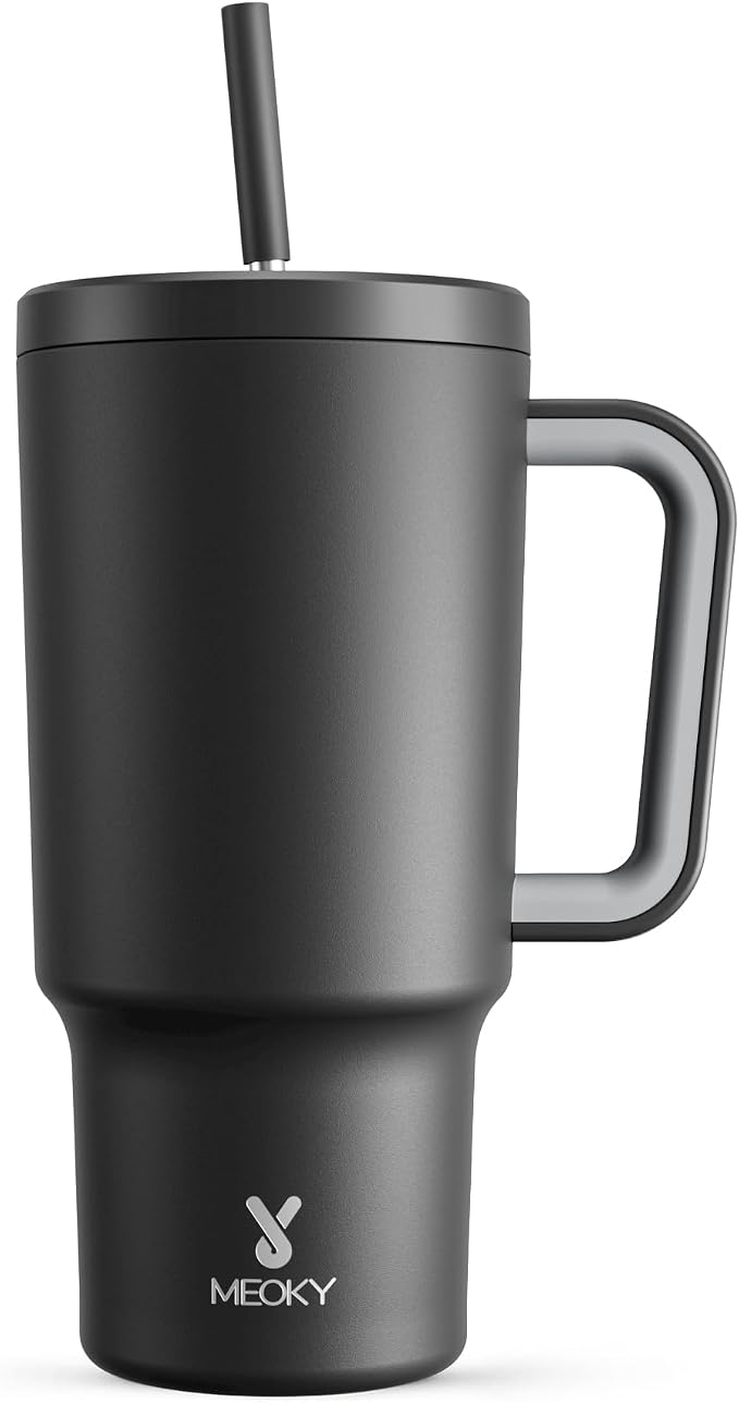 Meoky 30 oz Tumbler with Handle, Tumbler with Lid and Straw, Insulated by MEOKY