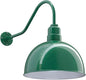 Steel Lighting Co. Hollywood Bowl Light | Outdoor Wall Mounted | 15 inch Bowl Dome | 23 inch Gooseneck | Barn Light Made in America | Green Exterior/White Interior