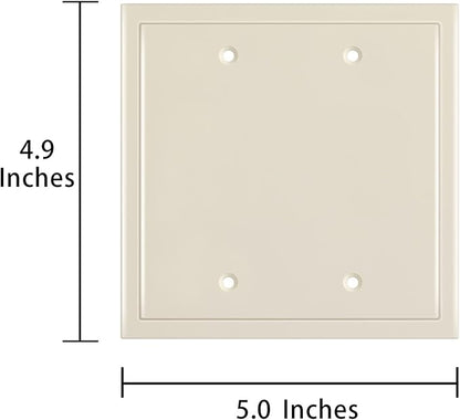 Henne Bery Modern Edge Decorative Wall Plate Switch Plate Outlet Cover, Durable Solid Zinc Alloy (Double Blank, Light Almond)