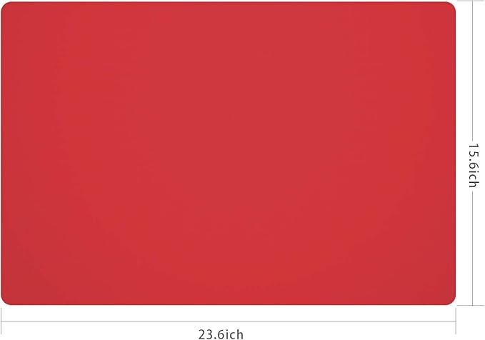 Silicone Placemats, Food-Grade Non-Slip Waterproof, Dining, Stain Resistant, Countertop Protector, Kitchen Counter Mat, Heat Resistant, Baking mat Dishwasher Safe (23.6"×15.7"-1pack, Red)