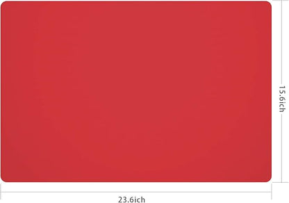 Silicone Placemats, Food-Grade Non-Slip Waterproof, Dining, Stain Resistant, Countertop Protector, Kitchen Counter Mat, Heat Resistant, Baking mat Dishwasher Safe (23.6"×15.7"-2pack, Red)