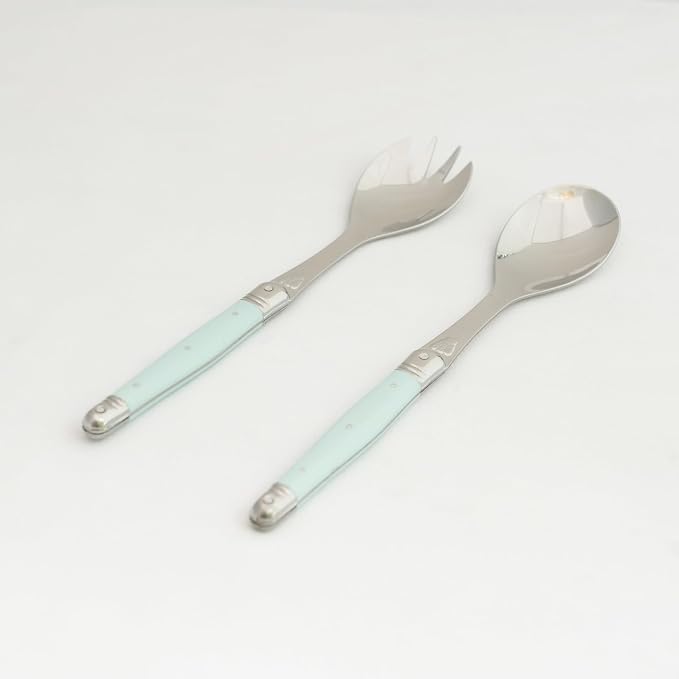 Jean Dubost Salad Servers, Turquoise Handles - Image 3