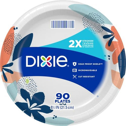 Dixie Medium Paper Plates, 8.5 Inch, 2X Stronger*, Microwave-Safe, Soak-Proof - Image 2