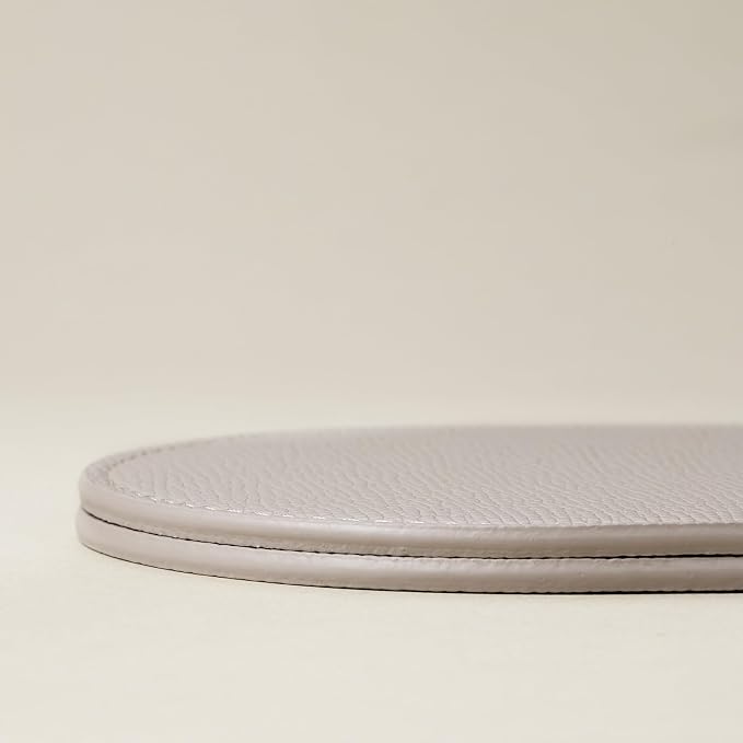 OLETHA Aesthetic Oval Drink Coasters, Ivory | Faux leather coasters - Image 5