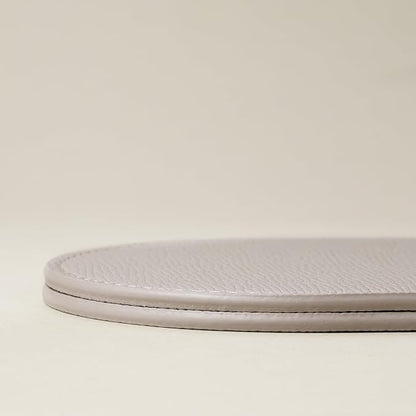 OLETHA Aesthetic Oval Drink Coasters, Ivory | Faux leather coasters - Image 5