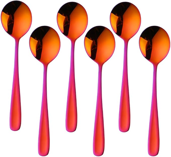 Buyer Star Bouillon Spoon Sets, 7-Inch Round Soup Spoons, Stainless Steel by BuyerStar