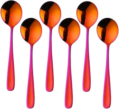 Buyer Star Bouillon Spoon Sets, 7-Inch Round Soup Spoons, Stainless Steel by BuyerStar