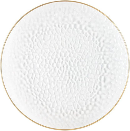 PARTY BARGAINS 13-Inch Charger Plates - 48 Pack, Hammered Clear Gold Rim, Heavy-Duty Disposable Chargers for Elegant Dining - Ideal for Weddings and Formal Events