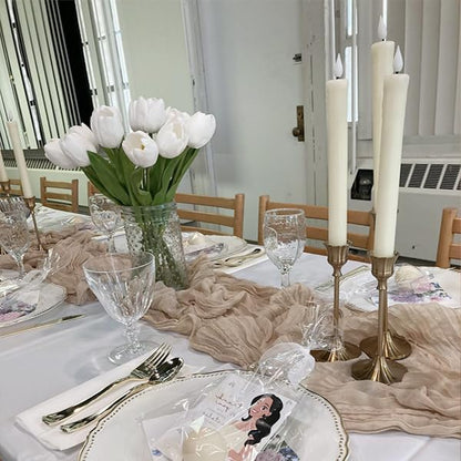 12 Pack Nude Cheesecloth Table Runner 35x120 Inch, Boho Light Brown Cheese - Image 8