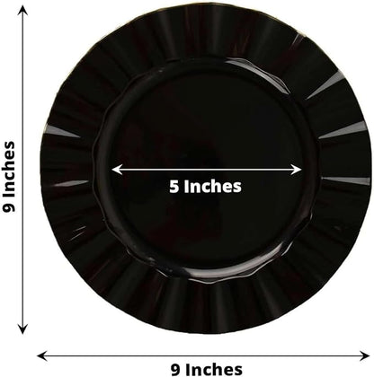 Efavormart 9" Salad Plates – Set of 10 Plastic Black Round Disposable Plates - Image 3