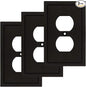 Modern Edge Decorative Wall Plate Switch Plate Outlet Cover, Durable Solid Zinc Alloy (Single Duplex 3PK, Matte Black)