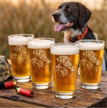 Hat Shark Duck Hunting Gear Decor Beer Glass - Mallard Duck Black Lab Hunting Gift - Laser Engraved 16 oz Pint Drinking Glass Dog Cool Hunters Gift for Men and Women Who Love Water Dogs (4)