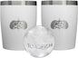 Toadfish Non-tipping 10oz Double Wall Insulated Stainless Steel Rocks Tumbler 2-Pack Gift Set w/Ice Ball Tray & Easy Slide Lid - White