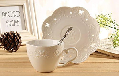 Jusalpha White Porcelain 5OZ- Tea Cup and Saucer Set - Image 3