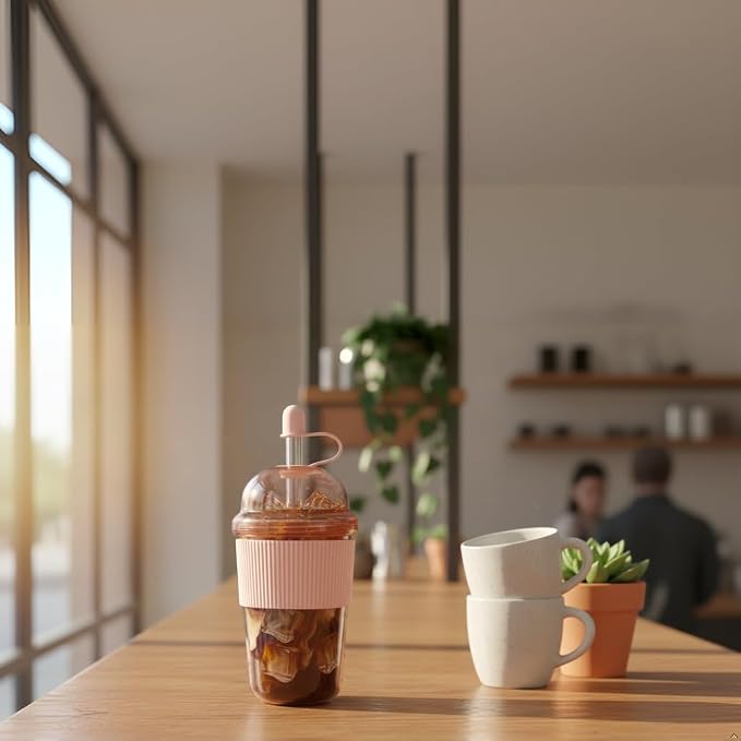 Reusable Iced Coffee Cups with Lids and Straws 17oz, Boba Cup with Straw - Image 5