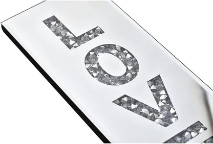 Pibeyer Crystal Crush Diamond Wall Candle Holder Set of 2, Silver Mirrored Candle Sconces Wall Decor, Love & Home Letter Home Decoration for Living Room，Dining Room and Bedroom