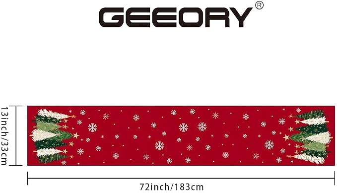 Christmas Table Runner 13x72 Inch, Snowflakes Trees Winter Decor | Holiday - Image 6