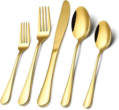 Gold Silverware Flatware Set for 8, 40 Piece Stainless Steel Cutlery Set - Image 9