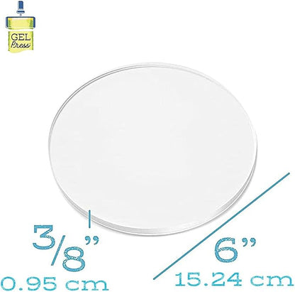 Gel Press Monoprinting Print Plate – 6” Circle Gel Plate - Printmaking Supplies - Reusable Gel Printing Plate for Press Art for Card Making, Scrapbooking, Journaling, Arts and Crafts, Home Decor