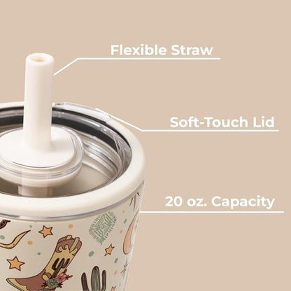 HydroJug Everyday Tumbler 20 oz – Ceramic-Lined Insulated Tumbler with Straw and Soft-Touch Lid, Cup Holder Friendly, Double-Wall Vacuum Insulation, Reusable Travel Cup – Rodeo