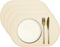 uxcell 4 Pcs Oval Silicone Placemat, 15.4" x 10.4" Non-Slip Washable Table Placemats Heat Resistant Waterproof Mat with High Edge for Table Kitchen Desk Protection, White