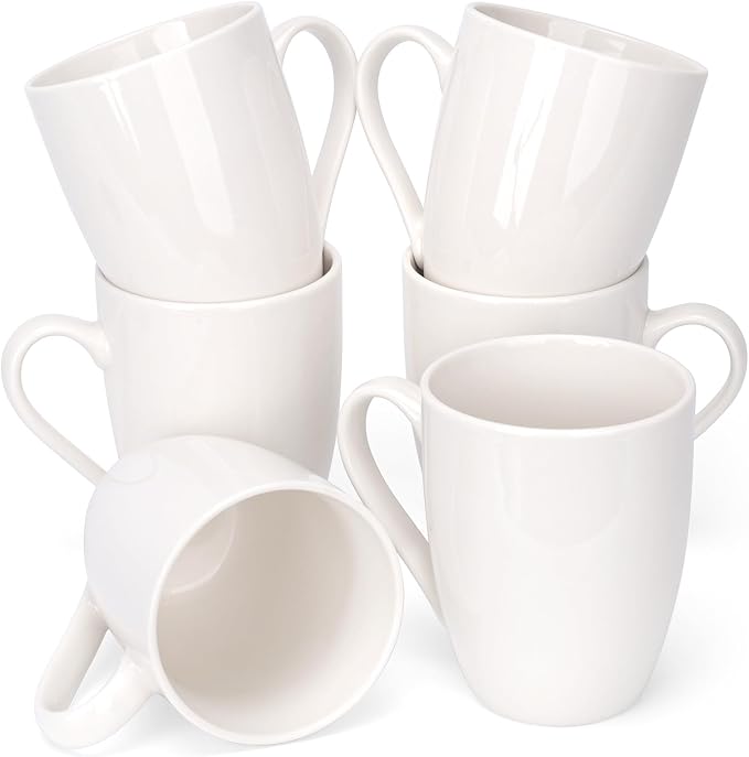 6 Pack Ceramic Coffee Mugs Set, 12 OZ Porcelain, Hot Tea, Dishwasher Safe by xihihiaa