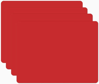 Silicone Placemats, Food-Grade Non-Slip Waterproof, Dining, Stain Resistant, Countertop Protector, Kitchen Counter Mat, Heat Resistant, Baking mat Dishwasher Safe (15.7x11.8Inch-4pack, Red)