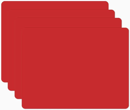 Silicone Placemats, Food-Grade Non-Slip Waterproof, Dining, Stain Resistant, Countertop Protector, Kitchen Counter Mat, Heat Resistant, Baking mat Dishwasher Safe (15.7x11.8Inch-4pack, Red)