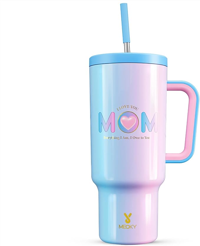 Meoky 40 oz Tumbler with Handle and Straw: Stainless Steel Insulated Tumbler by MEOKY