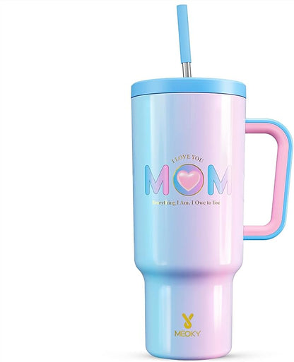 Meoky 40 oz Tumbler with Handle and Straw: Stainless Steel Insulated Tumbler by MEOKY