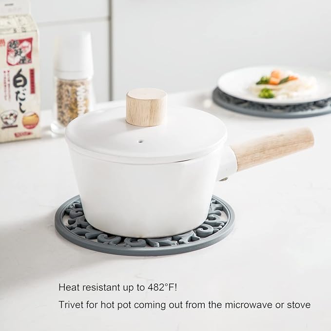 Extra Thick Silicone Trivet Mat for Hot Dishes, Hot Pots and Pans, Pot Holder, Hot Pad to Portect Your Table and Countertop, Kitchen Decor and Accessories,Merlot Red,Set of 3