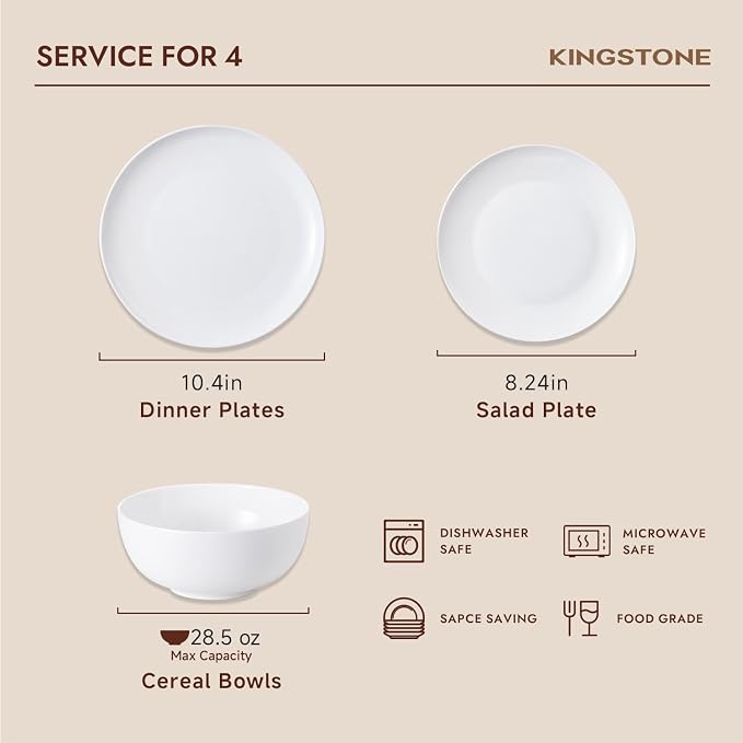 12-Piece Bone China Dinnerware Set - Image 4