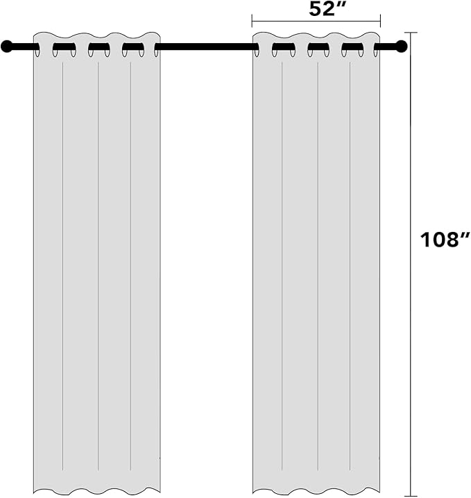 PrinceDeco 100% Blackout Curtains 108 Inches Long 2 Panels Set Thermal Insulated Curtains 108" Long, Noise Reducing Window Treatment Drapes for Bedroom,Anti-Rust Grommet Top Curtains,Blue Sapphire
