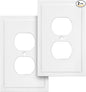 Henne Bery Modern Edge Decorative Wall Plate Switch Plate Outlet Cover, Durable Solid Zinc Alloy (Single Duplex 2PK, Pure White)