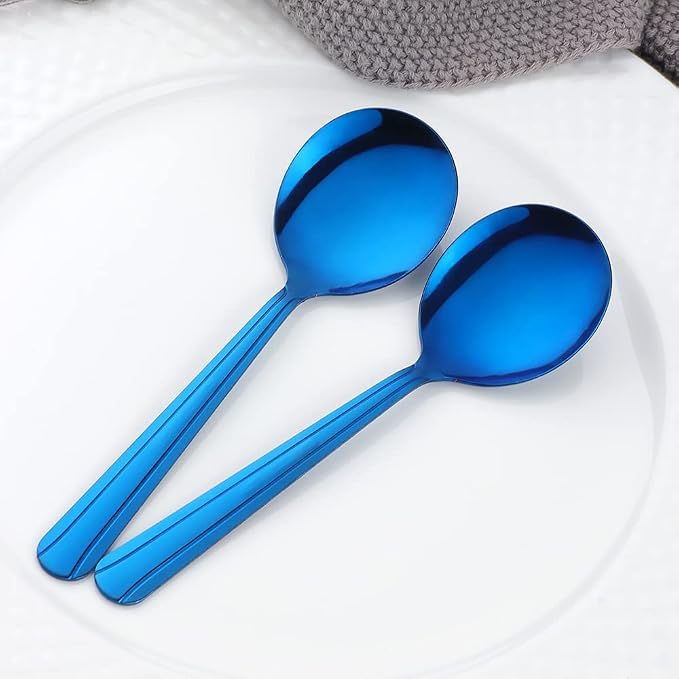 Bouillon Spoons Set of 12, 5.9 Inch Stainless Steel Soup Spoon, Metal Round - Image 5