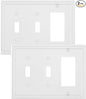 2-Pack Combo Decorator/Double Toggle Light Switch Cover Plate, Pure White Pearls Decorative Switch Plates and Outlet Covers, Metal Wall Plates for Electrical Outlets