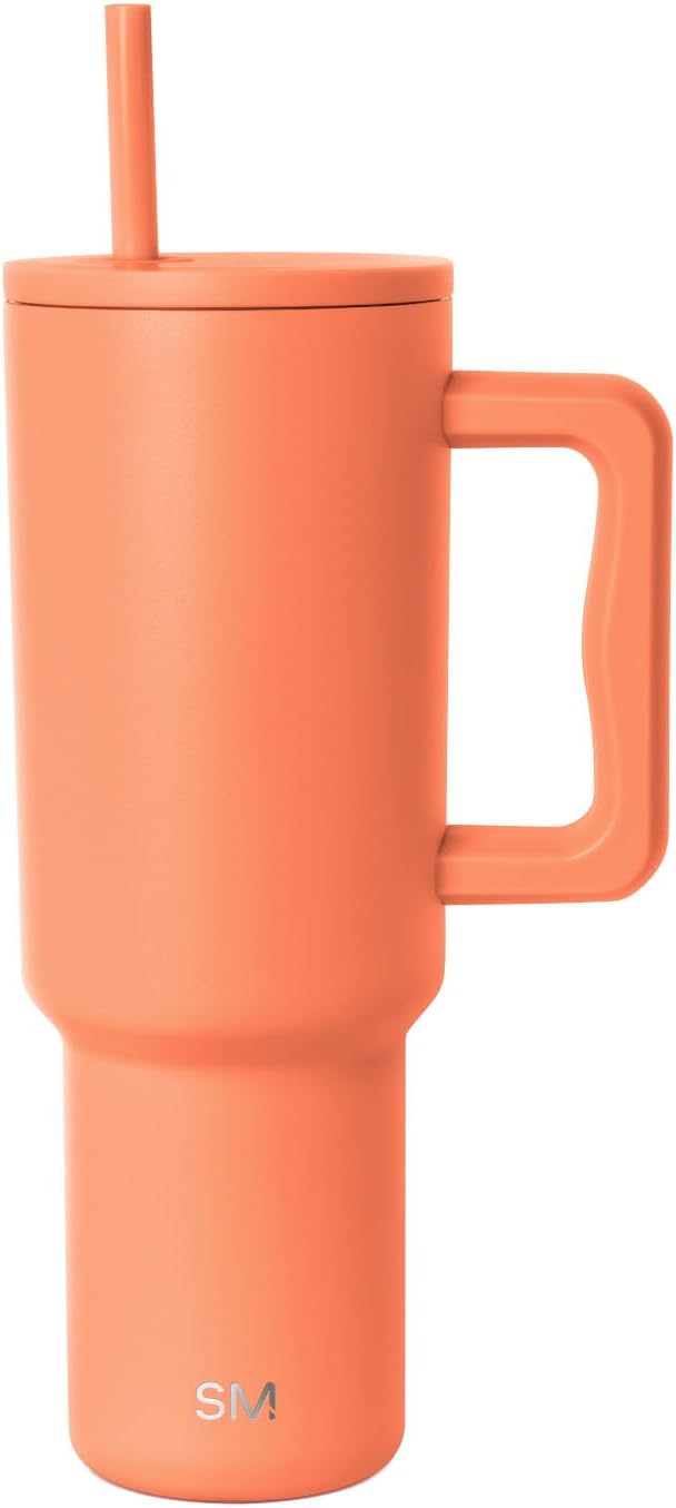 Simple Modern Tumbler with Handle and Straw | 40oz | Orange | Trek Tumbler by Unknown