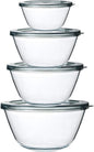 M MCIRCO Glass Mixing Bowls with Lids, 4 Packs Glass Bowl Set, Nesting Bowls for Meal Prep, Food Storage, Bowls For Cooking, Baking, BPA-Free, 0.8/1.7/2.9/4.8 Qt