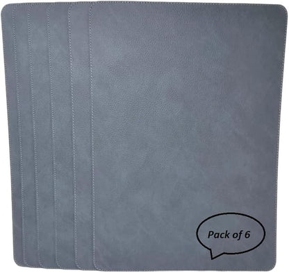 Nikalaz Set of 6 Placemats Made of Recycled Leather (18"x13", Dirty Grey)