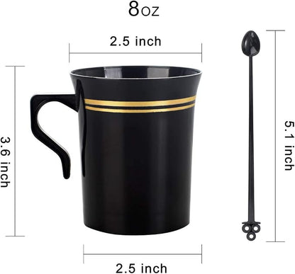 Nervure 60 Pack Black Plastic Coffee Mugs - Image 2