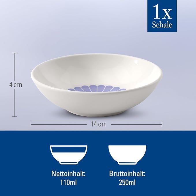 Villeroy & Boch Fleur Bleu Dessert Bowl, Creamy White/Blue, 3.75 oz | Creamy - Image 3