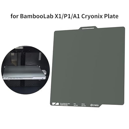 FYSETC 3D Printer Accessories 256mm Build Plate: Gray A1 257X257mm Dual Side Textured PEI Heated Bed Surface Upgrade CryoNix Sheet 10.1 in for P2S P1P P1S X1 X1C X1E Printing Project