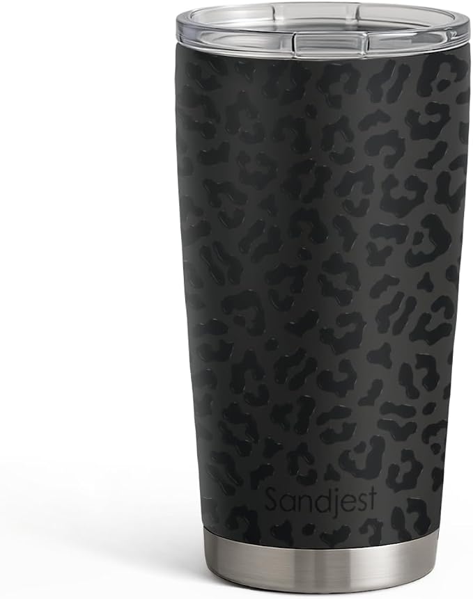 SANDJEST Leopard Print Tumbler 20oz Stainless Steel Insulated, Bow Gifts by SANDJEST