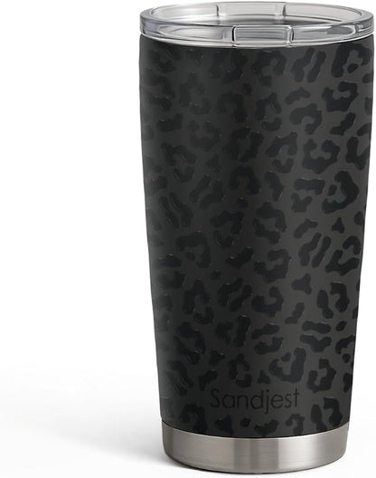 SANDJEST Leopard Print Tumbler 20oz Stainless Steel Insulated, Bow Gifts by SANDJEST