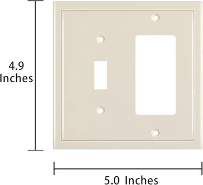 Henne Bery Modern Edge Decorative Wall Plate Switch Plate Outlet Cover, Durable Solid Zinc Alloy (Toggle/Decorator, Light Almond)