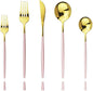 Pink Gold Silverware Set, JASHII 20-Piece Stainless Steel Satin Finish Flatware by JASHII