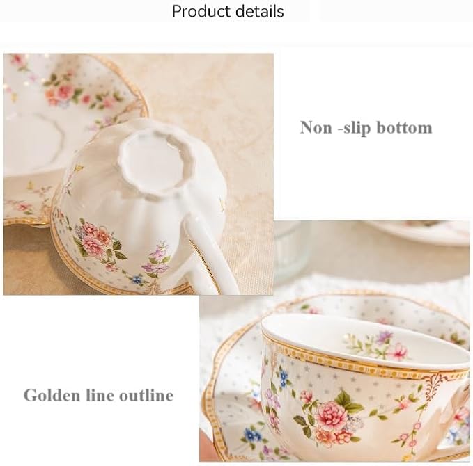 6 oz Vintage flower Ceramic cup and 6" saucer set - Image 5