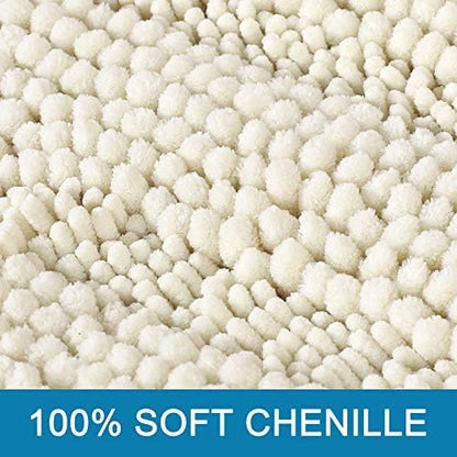 Non Slip Thick Shaggy Chenille Bathroom Rug Mat Set Extra Soft and Absorbent Striped Floor Rugs, 2 Piece, Machine-Washable