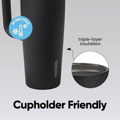 Owala FreeSip Tumbler Stainless Steel Water Bottle 30 oz Very, Very Dark | - Image 4