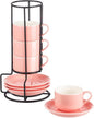 YOLIFE 2.5oz Espresso Cups Set of 4, Porcelain Stackable Espresso Cups by YOLIFE